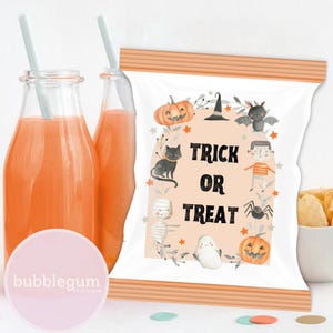Halloween-traktatiepakket, A4 afdrukbare JPG, Trick Or Treat-tas, Halloween-snoep, Spooky Chip Bag, kernachtig pakket instant digitale download