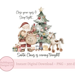 Projekt świątecznej piżamy Jolly Santa Christmas Tree PNG, Clipart świąteczny, Projekt piżamy, Sublimacja w Wigilię Bożego Narodzenia, Natychmiastowe pobieranie cyfrowe