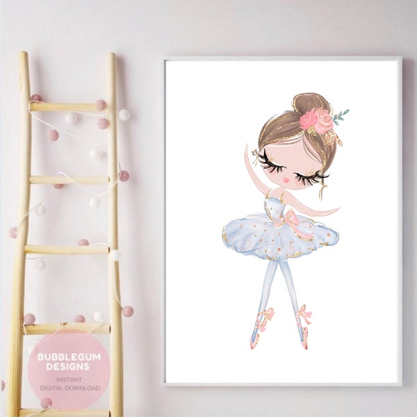 8 x 10" Ballerina Wall Art Print, Ballerina Watercolour Print, Ballet Printable Art, Ballerina Poster Print, Instant Digital Download