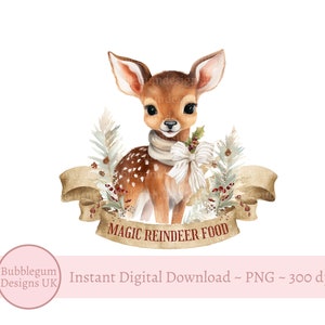 Magisches Rentierfutter PNG, Rentierfutteraufkleberdesign, Vintage-Hirschweihnachtsetikettensublimation, Rentiermix, sofortiger digitaler Download