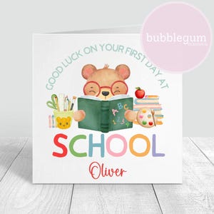 Veel succes op je eerste schooldag, schattige beer sublimatieontwerp, png, startschool, terug naar school-kaart, instant digitale download