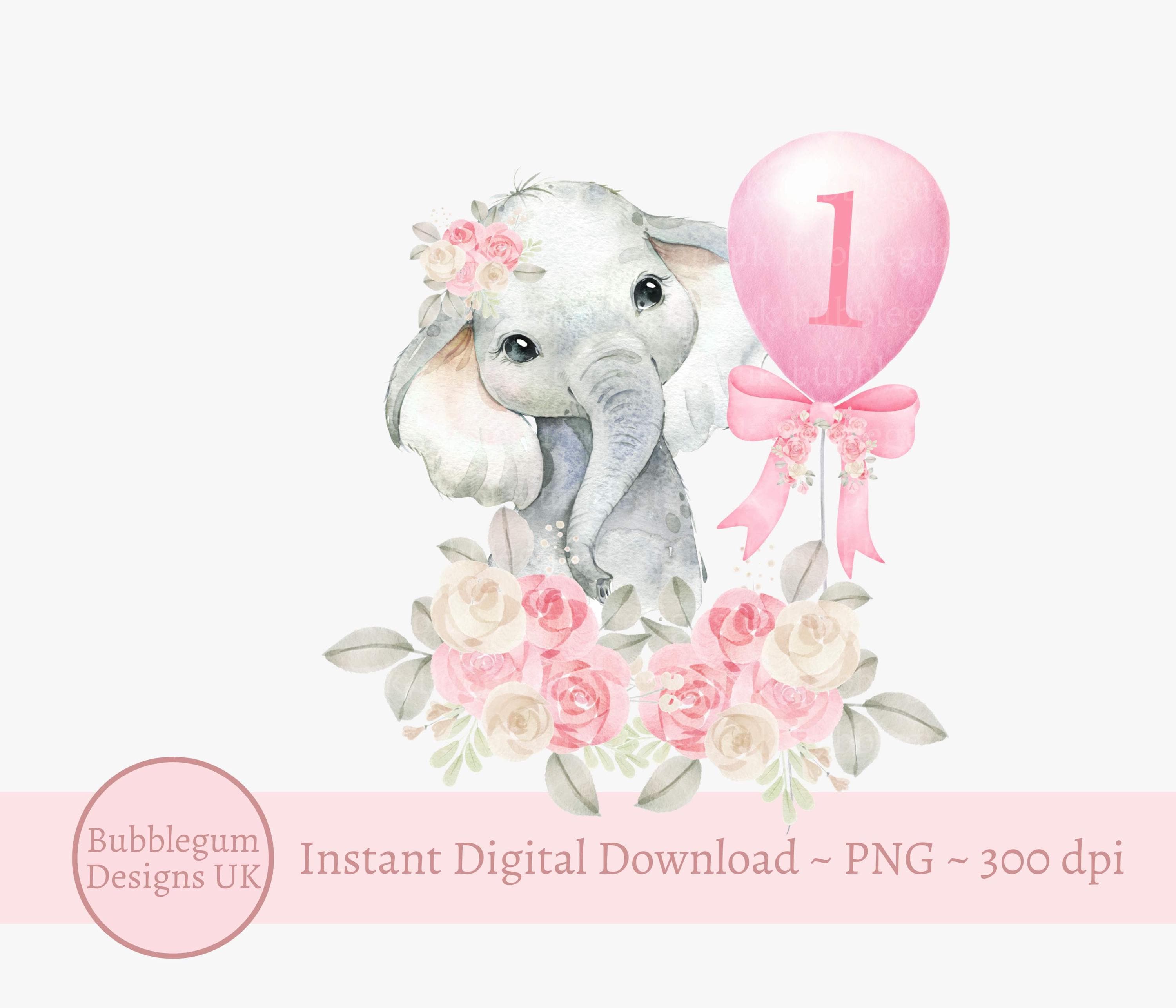 Elefant Geschlechts-Enthüllung Hintergrund 2,4x1,8 M – Rosa/blau Mit Blumen, Für Baby-Party Fotografie