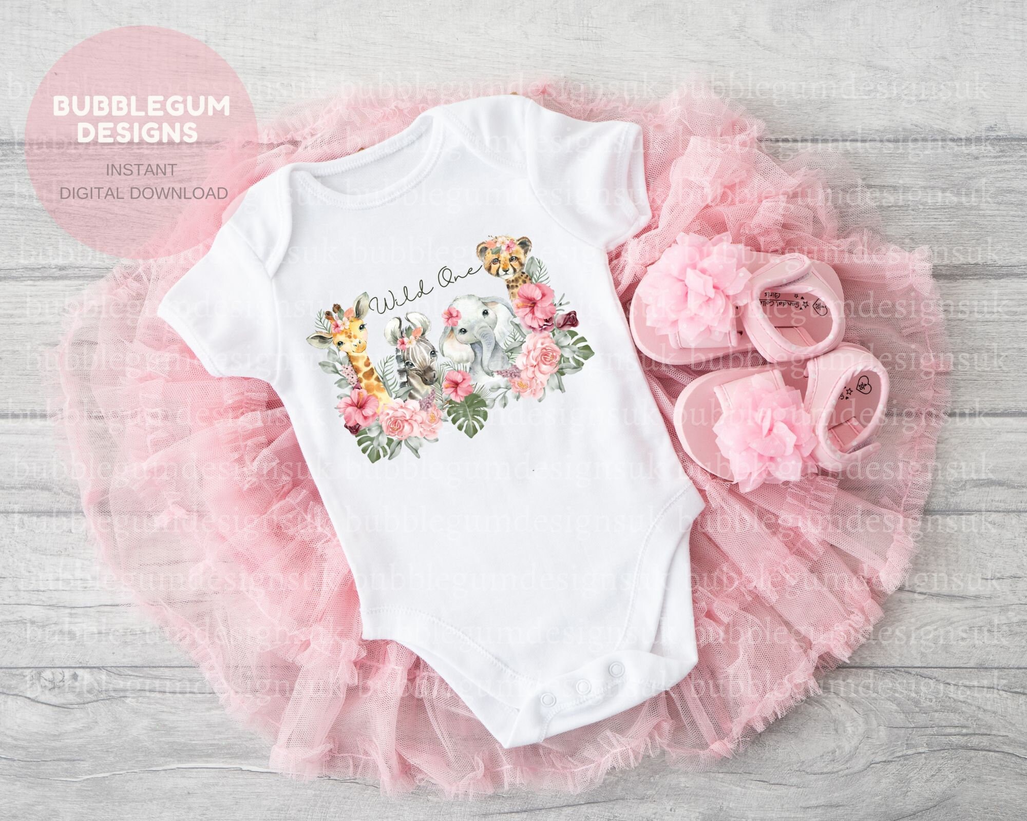Girls Wild One Baby Safari Animals PNG, Watercolor Baby Animals,t Shirt ...
