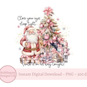 Pink Christmas PJ Design Santa Christmas Tree PNG, Christmas Clip Art,  Pyjama Design, Christmas Eve Sublimation, Instant Digital Download