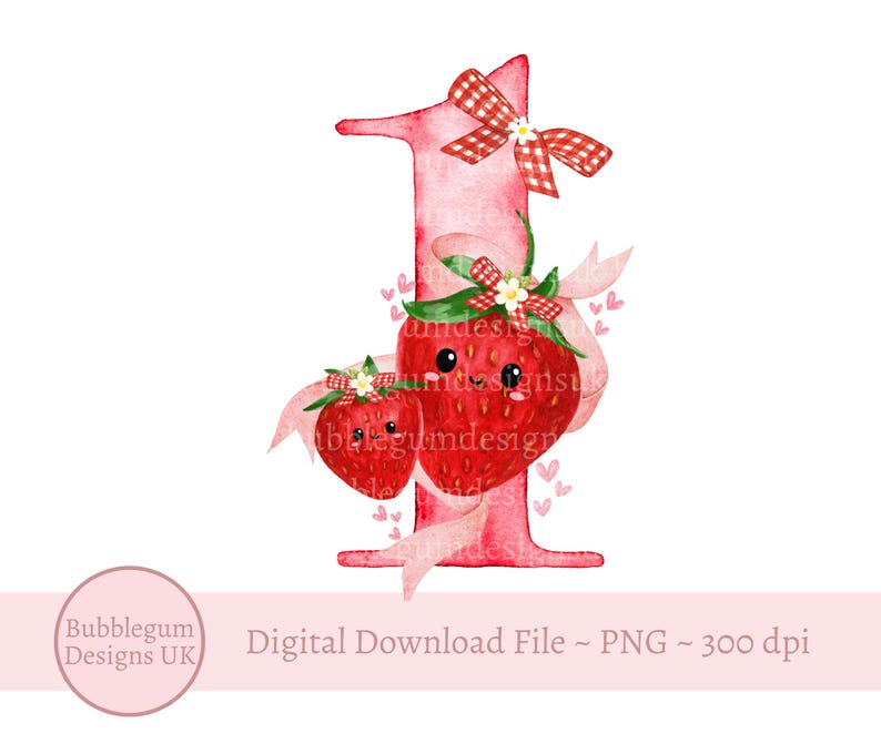 Berry Sweet One PNG, Strawberry First Birthday, Baby T Shirt Sublimation Design, Strawberry 1st Birthday, Instant Digital Download image 1