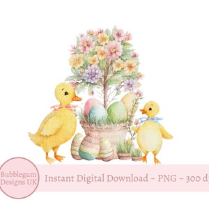 Poussins de Pâques oeuf de Pâques arbre PNG, sublimation de Pâques, poussin de Pâques et oeufs Clip Art, conception de carte de Pâques, téléchargement immédiat