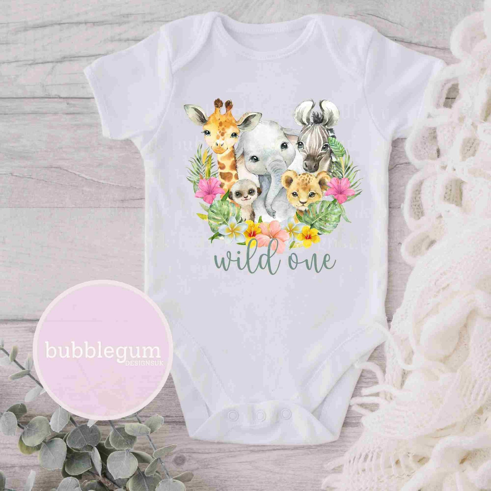 Wild One Baby Safari Animals PNG, Watercolor Baby Animals, T Shirt