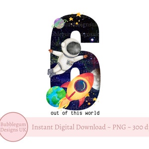 6e anniversaire sublimation spatiale, astronaute de l'espace PNG, conception de t-shirt garçon, hors du commun, décoration de fête spatiale, téléchargement immédiat