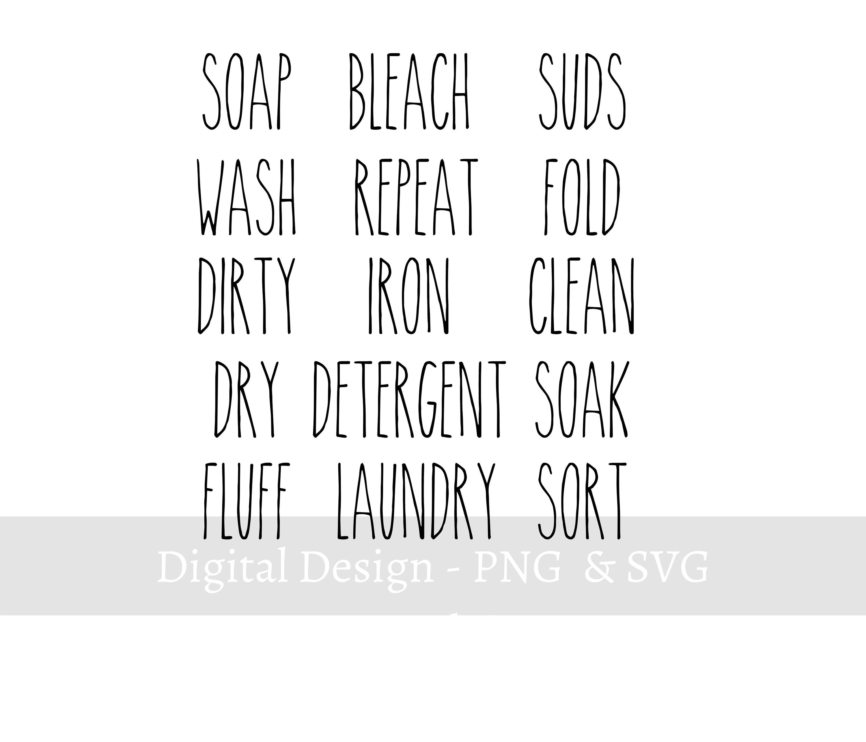 Rae Dunn Style Laundry Word Bundle SVG PNG Cut File - Etsy
