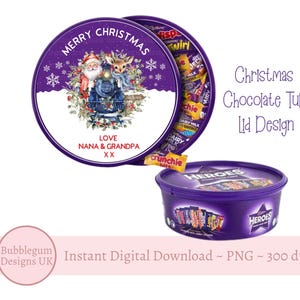 Christmas North Pole Santa Train Chocolate Tub Lid Design, PNG,Printable Chocolate Candy Tub Lid, Christmas Sticker,Instant Digital Download
