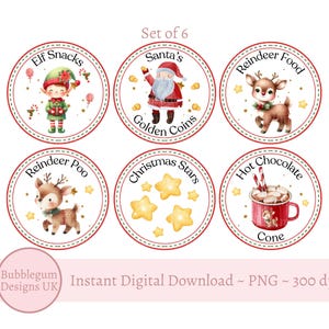 Ensemble de friandises de Noël du père Noël PNG, ensemble de bonbons de Noël, autocollants, étiquette de Noël mignonne, remplissage de boîte du réveillon de Noël, téléchargement numérique instantané