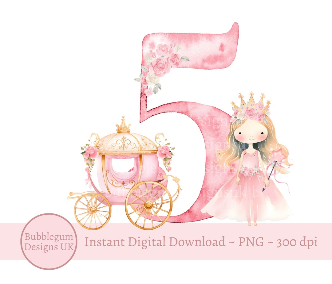 Birthday Card For 5 Year Old Girl Princess 5th Birthday Cards For Niece -  Fun And Cute Princess... Princess Cards, image size:1080x926