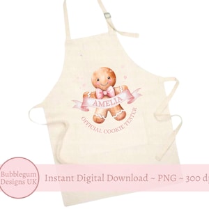 Official Christmas Cookie Tester Pink Gingerbread PNG, Kids Christmas Apron Design, Pink Christmas Sublimation, Instant Digital Download