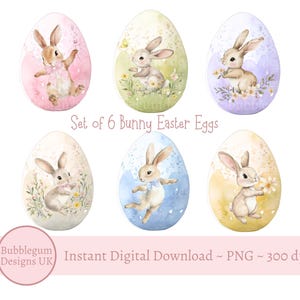 Set van 6 paasei-ontwerpen, png, blauw roze beige groen geel en paars paasei, paaseieren, eieren zoeken, instant digitale download