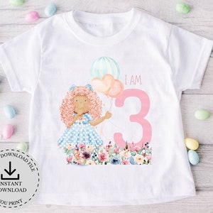 I Am 3 Birthday Girl PNG, Pink 3rd Birthday Clipart, Girl Sublimation ...