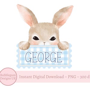 Blauer Gingham Osterhase PNG, Ostern Sweatshirt Sublimationsdesign, Kokette Ostern, Osterbecher, mein 1st Ostern Sofortiger digitaler Download