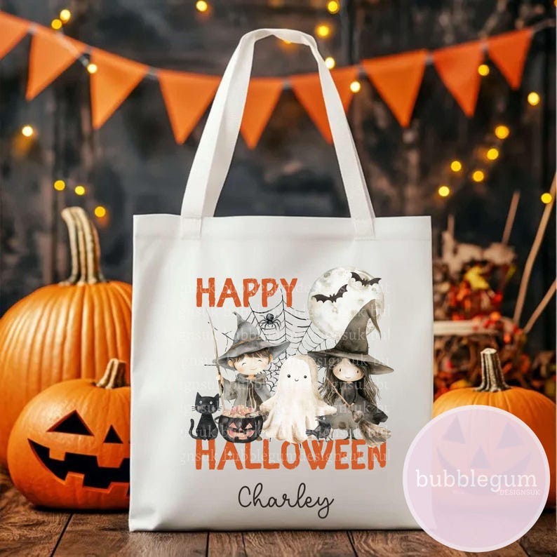 Happy Halloween PNG, Halloween T-Shirt Sublimation Design, Halloween Treat Bag, Halloween Witch & Ghost, Spooky Tee Instant Digital Download image 4