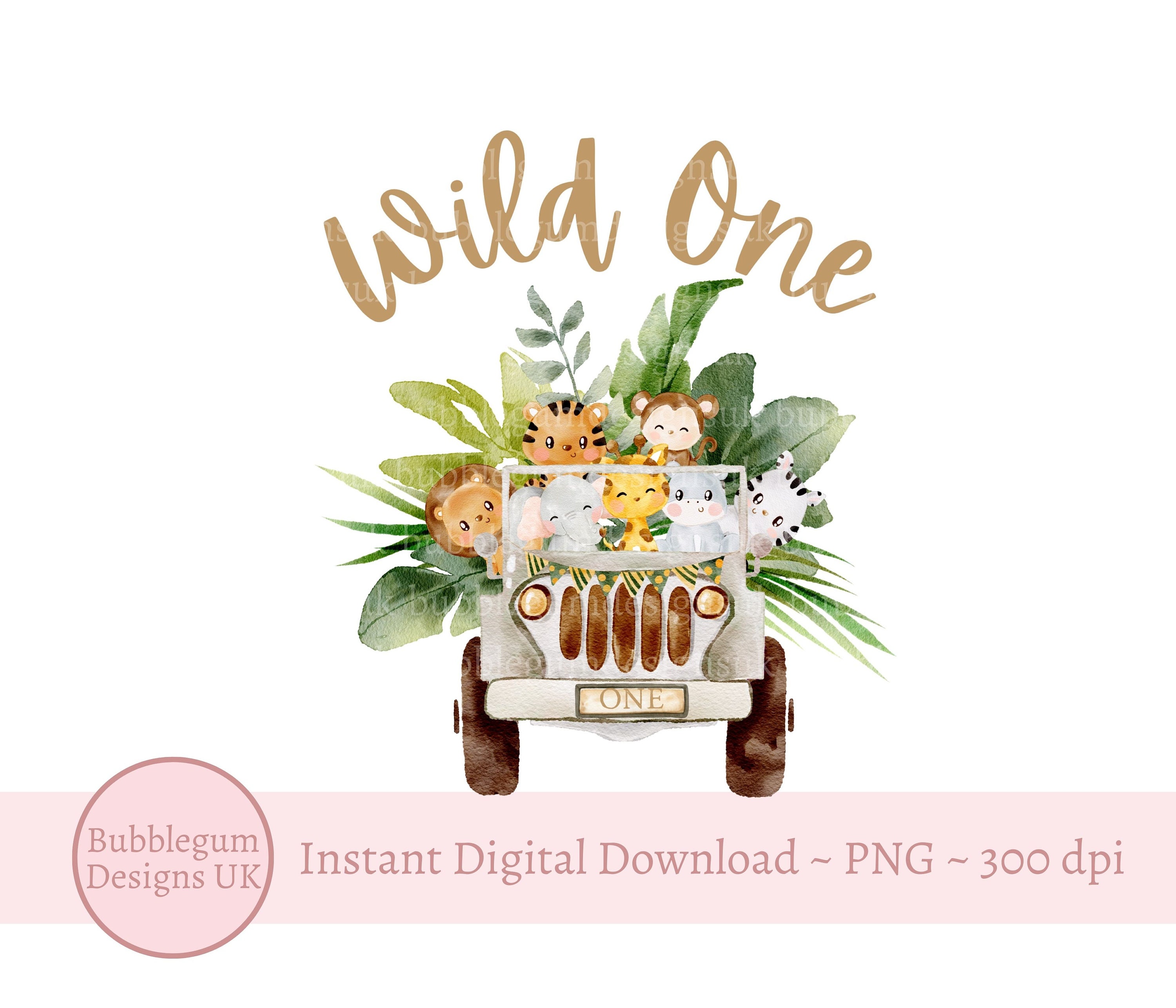 Wild One Baby Safari Animals Truck PNG Watercolor Baby - Etsy UK