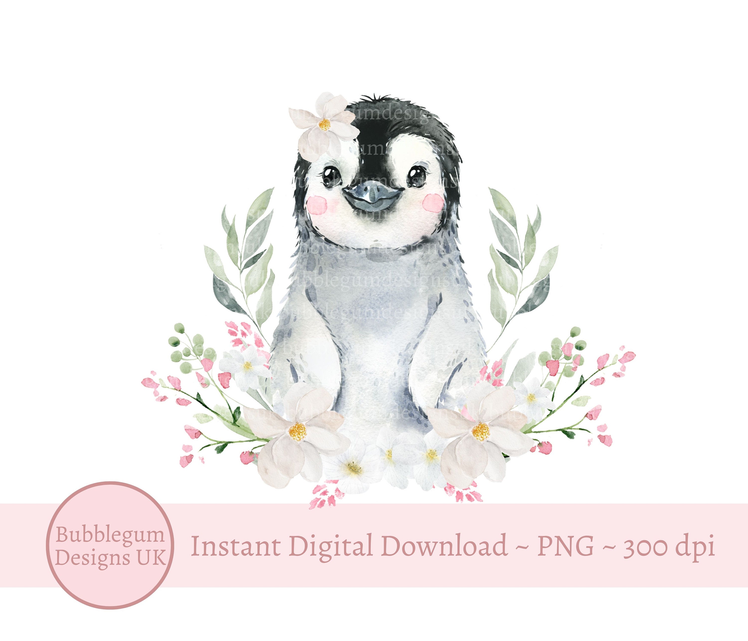 Pink Floral Baby Pinguin PNG, Aquarell Pinguin Sublimation Design, niedlicher  Pinguin, sofortiger digitaler Download - .de
