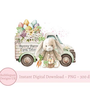 Bunny Easter Egg Truck Sublimation Design, Lop Ear Bunny, Easter Clip Art, Easter Bear, Easter Delivery Truck, PNG, Instant Digital Download