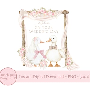 An Ihrem Hochzeitstag PNG, Braut & Bräutigam Gans Sublimationsdesign, Hochzeitskartendesign, Hochzeitsgänse Clipart, sofortiger digitaler Download