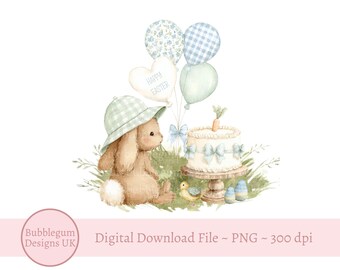 Happy Easter Baby Bunny Rabbit PNG, Easter Sublimation Design, Easter Card Design, Easter Sack Design, Instant Digital Download