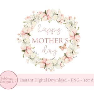 Muttertag Blumenkranz PNG, Muttertagskartendesign, Muttertagssublimationsdesign, Mama, Mom, Mama, sofortiger digitaler Download
