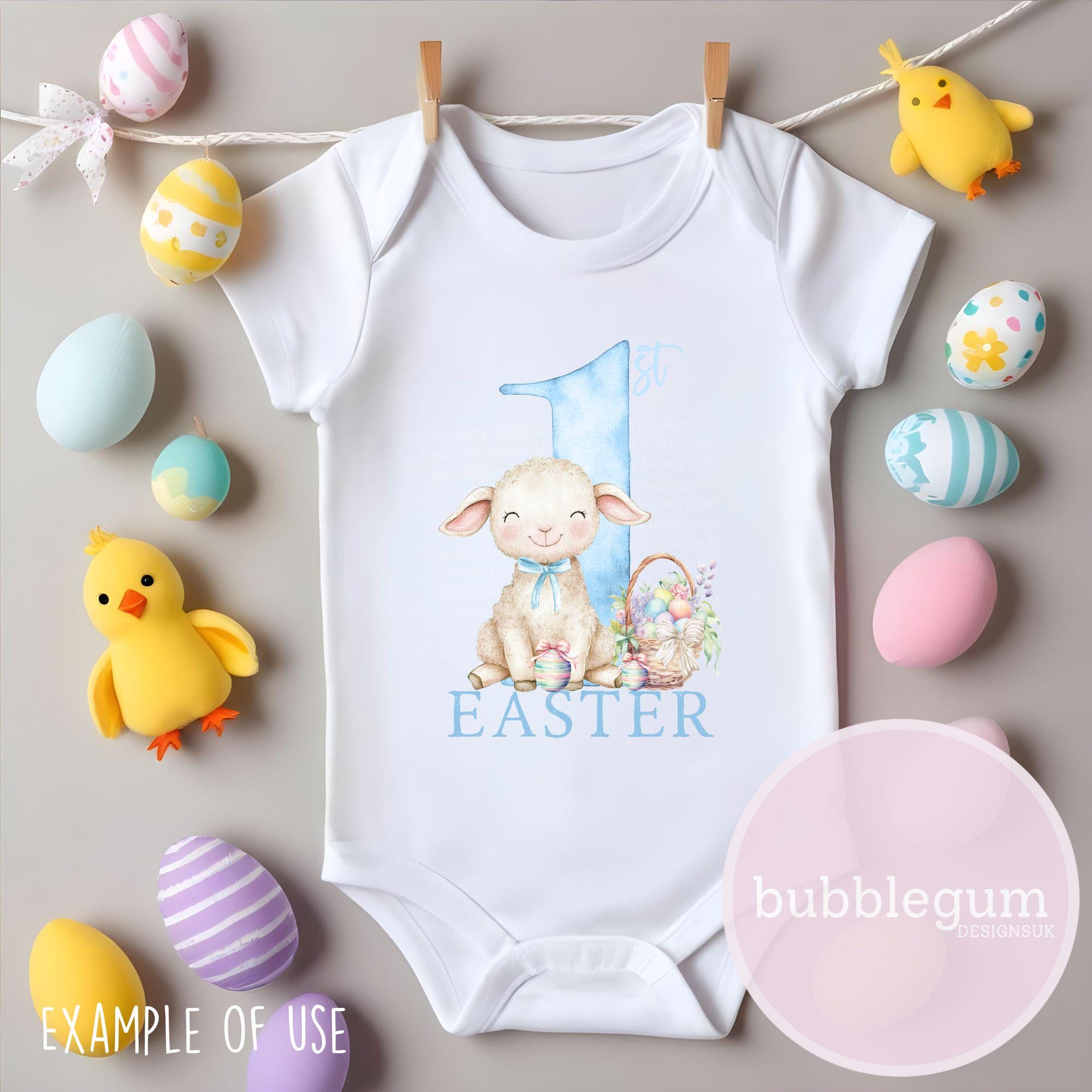 Blue My First Easter Lamb & Basket Sublimation Design, My 1st Easter ...