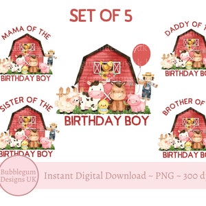 Rode boerderij schuur feestvarken bundel PNG, landbouwhuisdieren sublimatie ontwerp, T-shirts boerderijfeest jongens, mama, papa, instant digitale download