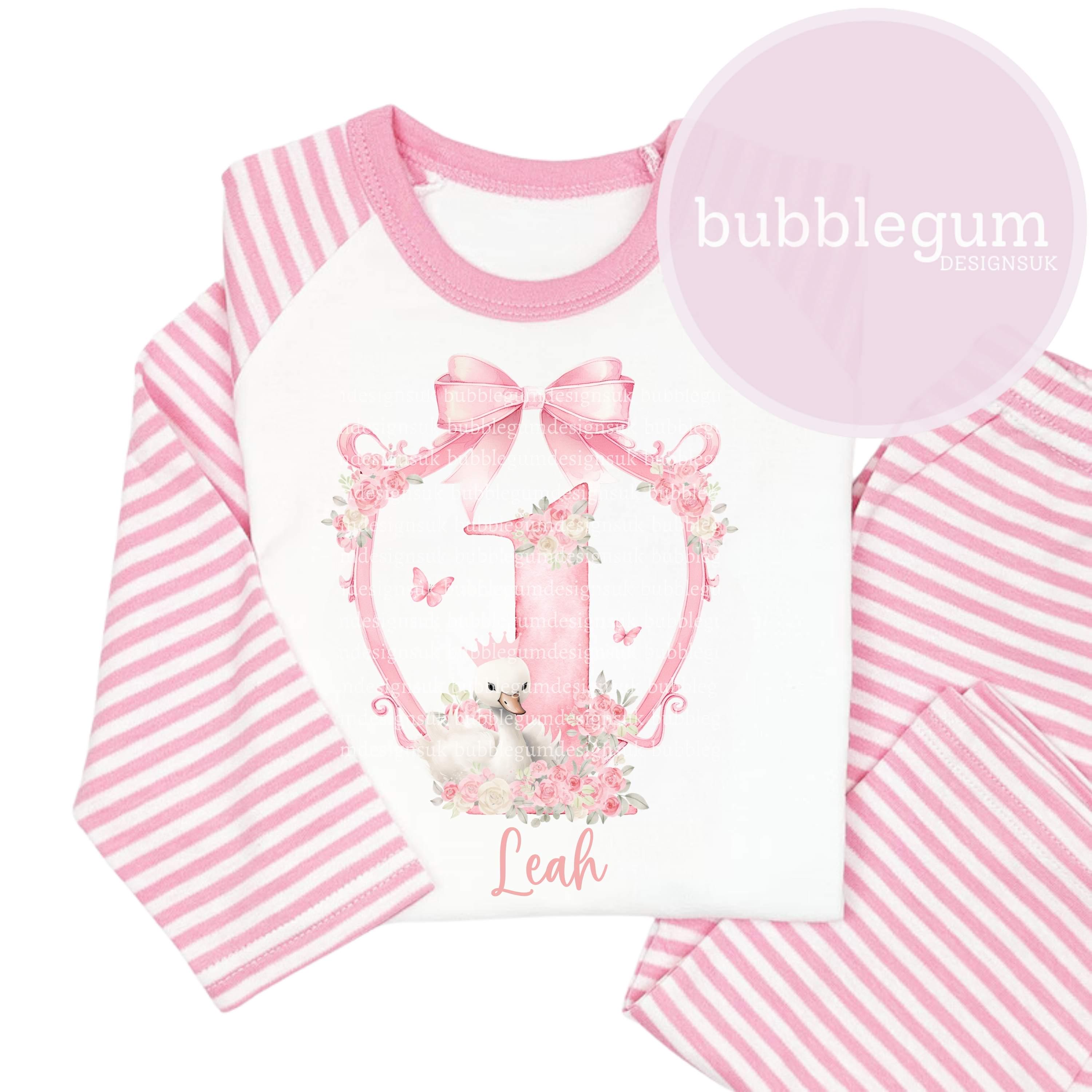 Swan Ribbon 1st Birthday Swan Pink One Frame PNG, Swan Ribbon Crest Sublimation ...