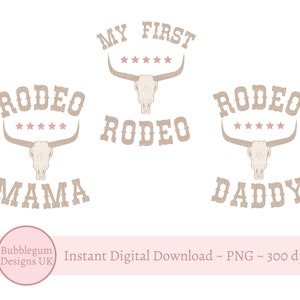 FAMILY BUNDLE Mein erstes Rodeo, PNG, Geburtstags-Sublimationsdesign, Cowboy-T-Shirt Sublimation, Kuh-Mädchen-T-Shirt Design, sofortiger digitaler Download