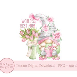 Mejor mamá del mundo Día de la madre Rosas rosadas Gnomo PNG, Diseño de sublimación del Día de la Madre, Diseño de tarjeta Mamá Mamá Mamá, Descarga digital instantánea,