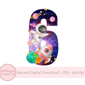 6. Geburtstag Weltraum-Sublimationsdesign, Weltraum-Astronaut PNG, Mädchen-T-Shirt-Design, Out Of This World, Weltraum-Party-Dekor, sofortiger digitaler Download