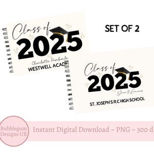 2 x jaar 11 Leavers 2025 handtekening boek sublimatieontwerp A6, PNG, schoolverlater, laatste dag van school, klas van 25, instant digitale download