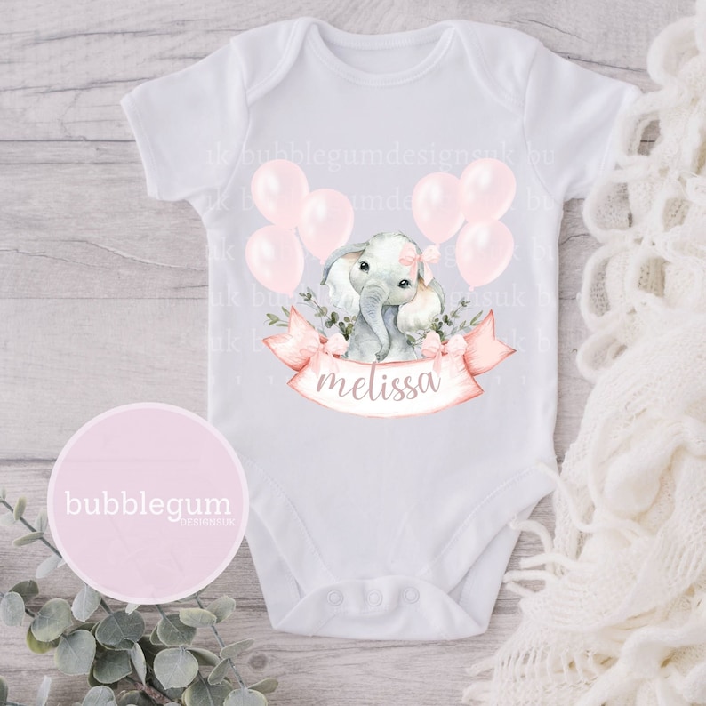 Baby Elephant Pink Balloons PNG Baby Girl Elephant - Etsy