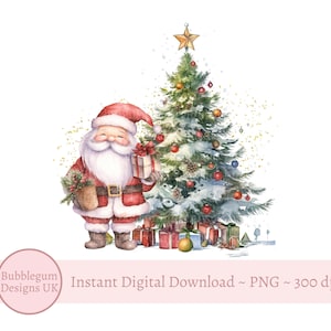 Jolly Red Santa-kerstboom PNG, kerstillustraties, kerstpyjamaontwerp, kerstzaksublimatie, instant digitale download