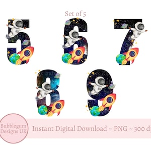 Paquete de sublimación de astronautas de la era espacial (5 a 9 años), PNG, camiseta de cumpleaños, paquete de sublimación de pijamas, clipart de astronauta, descarga digital instantánea