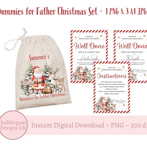 Dummies voor kerstman, png, A4-certificaat en instructiebrief, kerstavondtasontwerp dummies voor kerstman, instant digitale download