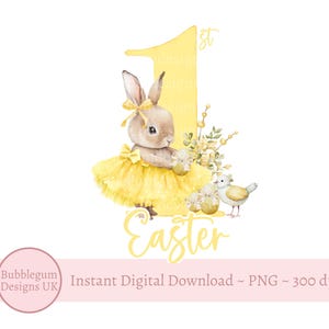 My First Easter Tutu Bunny & Basket Sublimation Design, My 1st Easter, PNG, Easter Bunny Rabbit, 1st Easter, Instant Digital Download