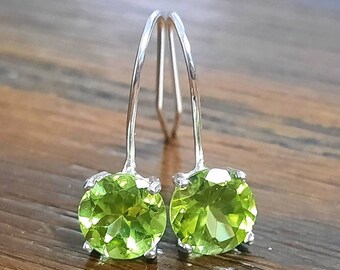 Glass Opalite Earrings Green Peridot Glass Gumetal Teardrop Earrings 32mm Tall 11mm Wide