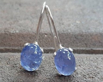 Large Genuine Gemstone Statement Jewelry September Birthstone Gift For Her Sterling Silver Sapphire Earrings