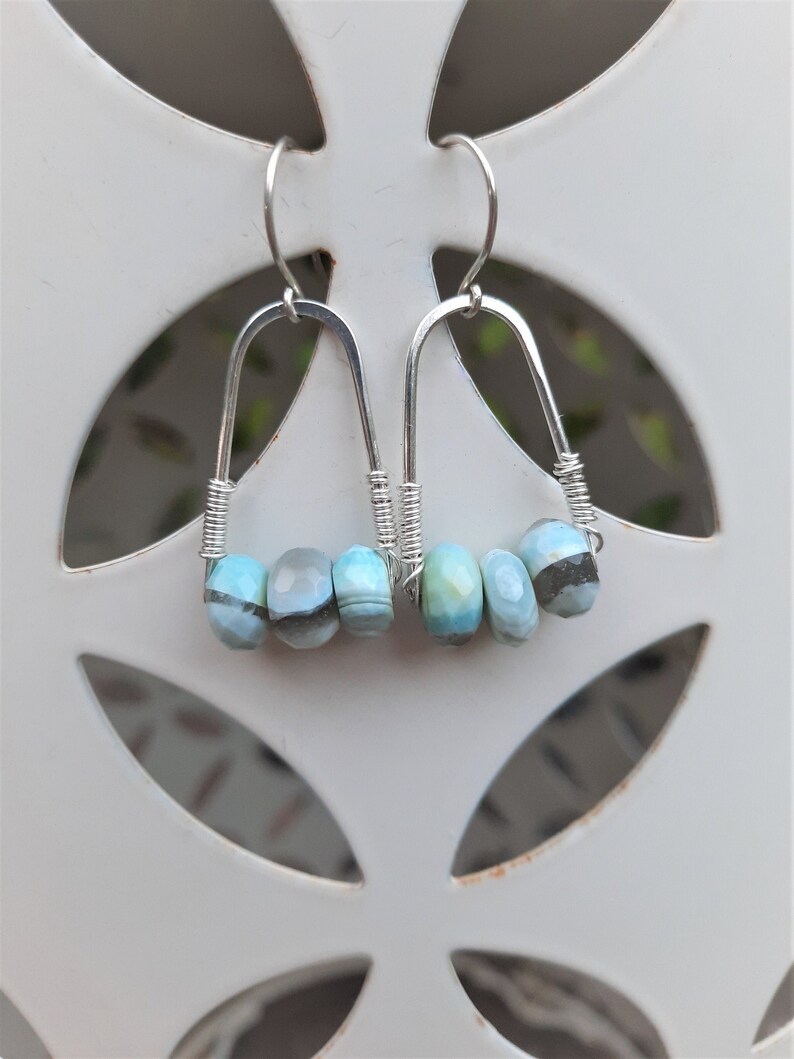 Peruvian Opal Earrings October Birthstone Opal Earrings Boulder Opal Earrings Statement Earrings Opal Silver