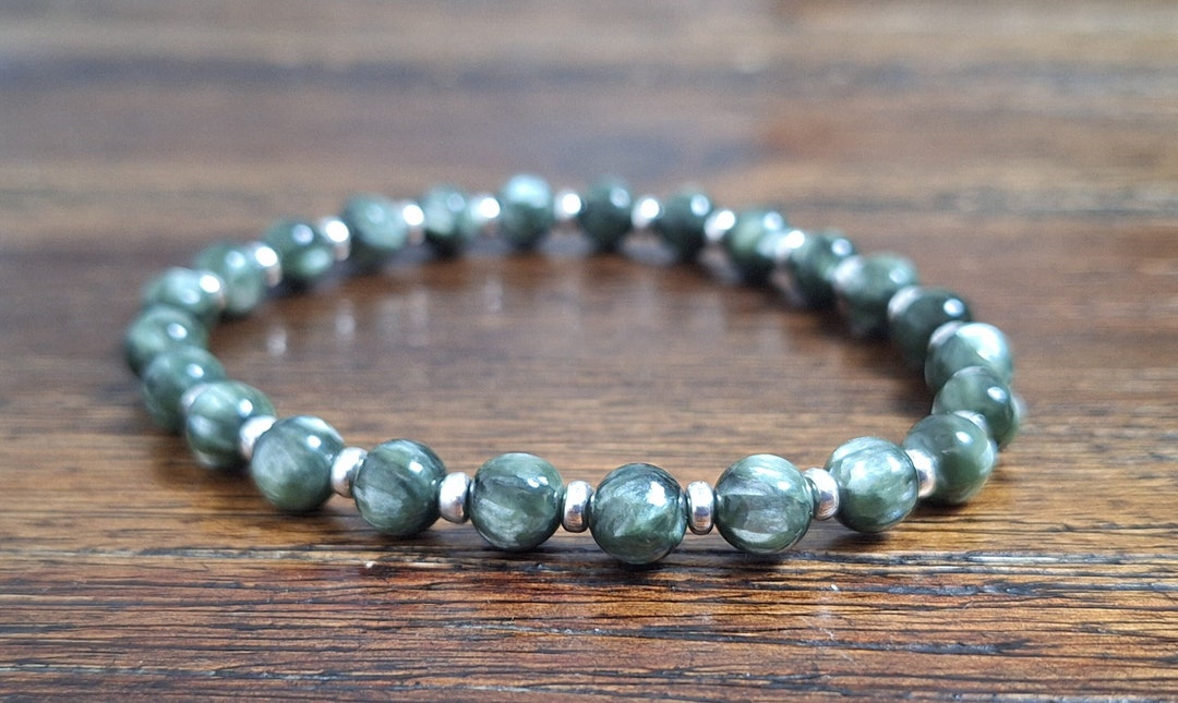 Terra Green Seraphinite and Sterling Silver Cuff Bracelet