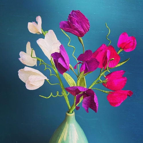 Sweet Pea Vine Handmade Crepe Paper Flowers Etsy