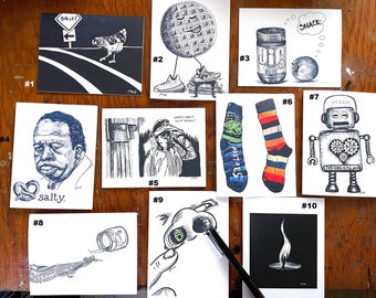 Inktober Note Card set of 5- Just Because