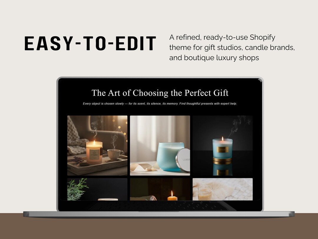 Luxury Candle Website Template • Black Background Shopify Theme Etsy
