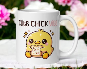 Mug Sweet Chick - Tasse en céramique esthétique kawaii - Joli cadeau pour les amateurs d'oiseaux