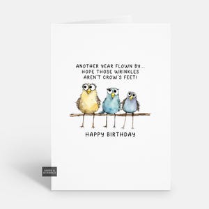 Tarjeta de cumpleaños divertida con un pájaro grosero para él o ella, tarjeta de felicitación de broma para hombres o mujeres adultos