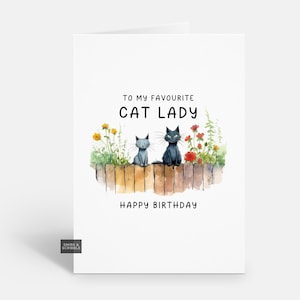 Cat Lady Birthday Card For Her, Funny Cat Birthday Card For Women Who Love Cats