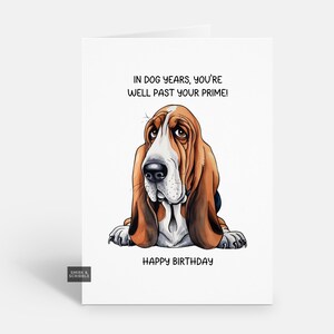 Divertida tarjeta de cumpleaños grosera de perro beagle para él o ella, tarjeta de felicitación de broma para hombres o mujeres adultos